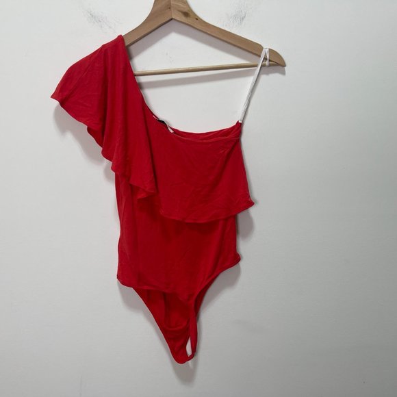 Babaton Bodysuit One Shoulder with Ruffle sz S - Picture 9 of 13